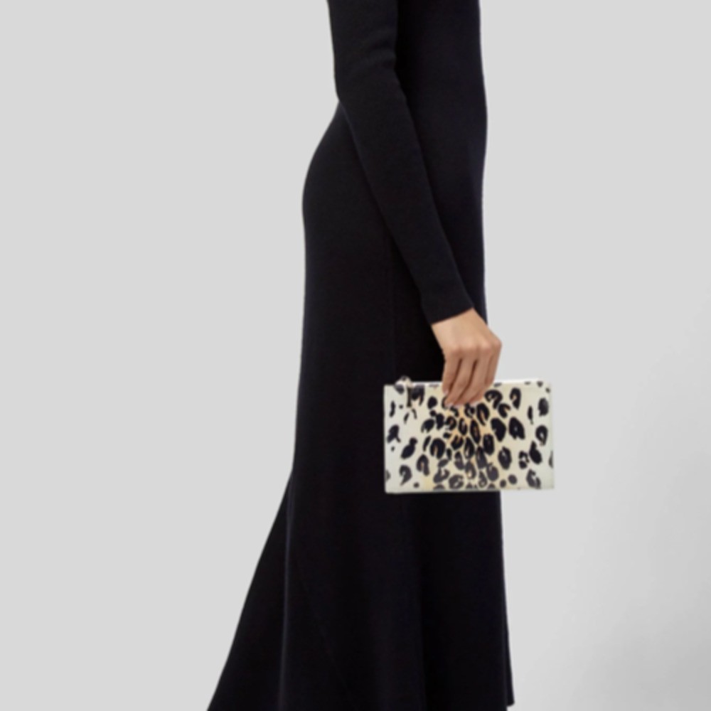 Kate Spade New York patent leather animal print clutch bag, leather lining